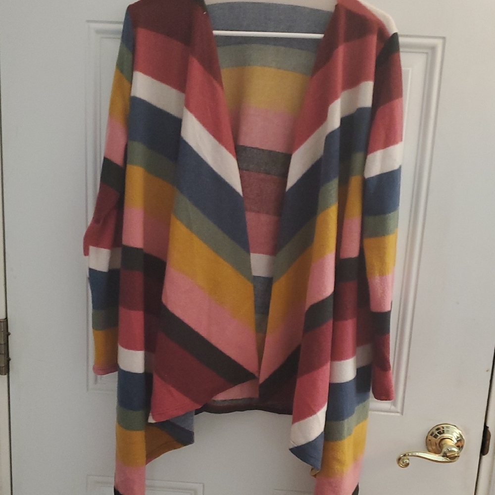 BiBi Colorful Striped Open Cardigan